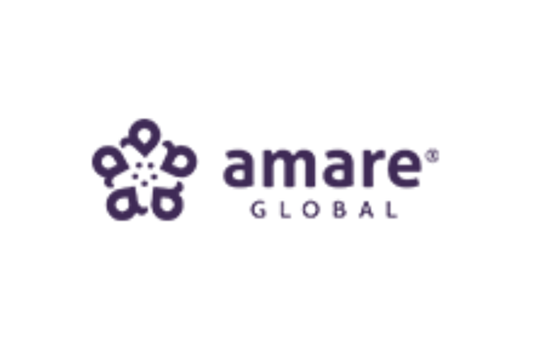 A purple logo of amare global